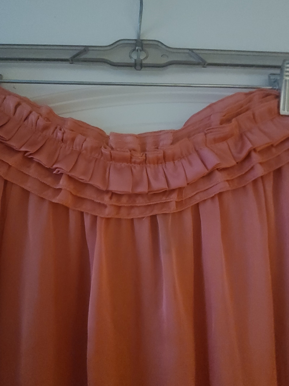 Essentials Coral/Peach Off-Shoulder Ruffle Peasant Top - Picture 4 of 6